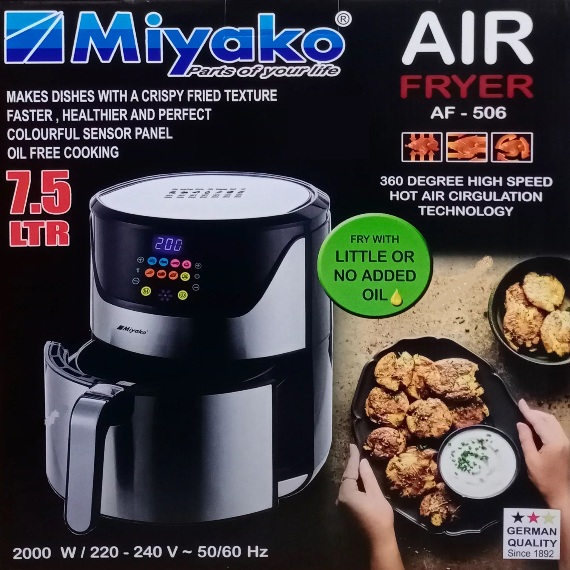 Picture of Miyako 7.5 Liter Air Fryer AF-506 Digital Touch Control Panel