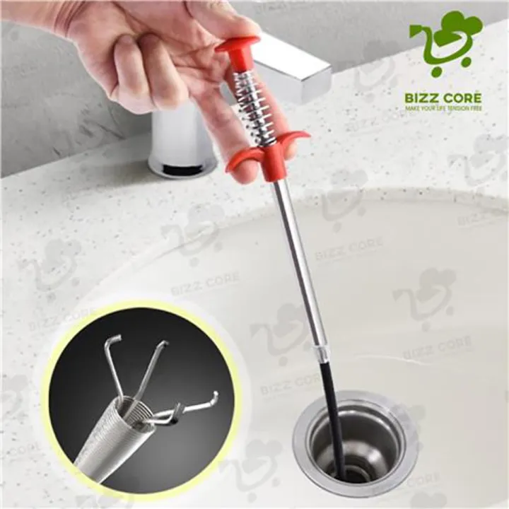 Picture of Drain Opener Cleaner Sticks Clog Remover Cleaning Tools, Drain Snake Spring Pipe Dredging Tools Household Hair Cleaner for Kitchen Sink