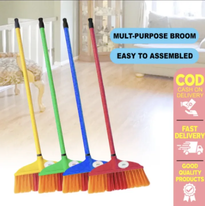 Picture of Plastic Broom Wails Cleaning Broom Long Metal Handle Floor Sweeper