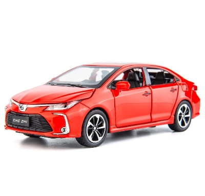 Picture of Toyota Corolla 1:32 Die Cast RED Model Car. Light Music & Pull Back Fiction with box Made By CHE ZHE