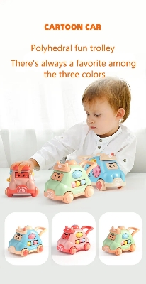 Picture of 1PC Creative Luminous Music Story Children Toy Car Machine Cartoon Polyhedral Trolley Coax Baby Crawling and Walking Toys