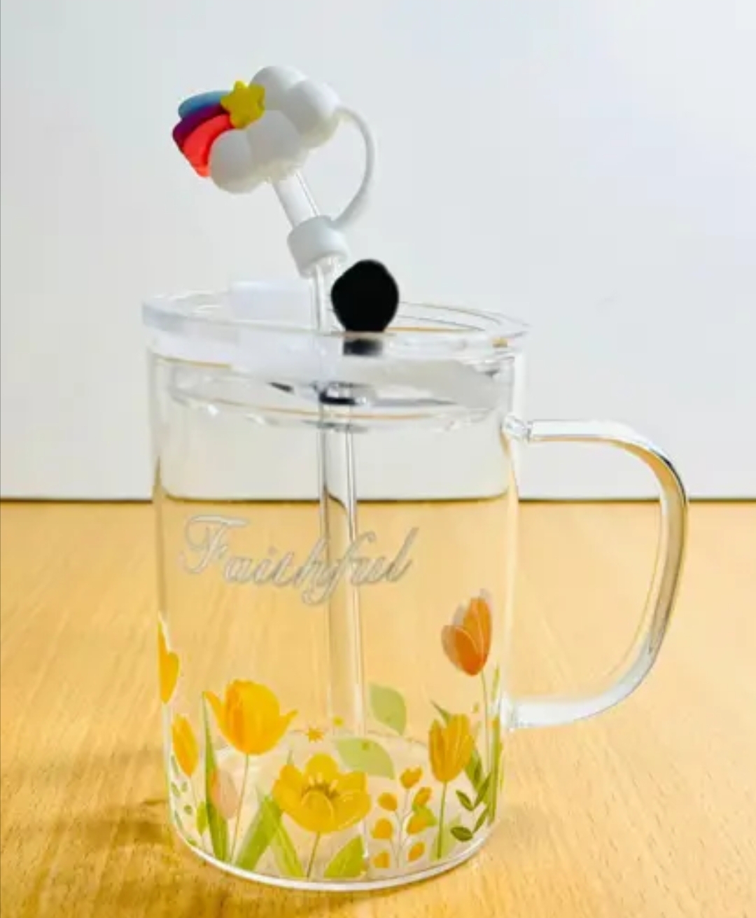 Picture of 1 Floral Design Premium Jar Mug- Elegant Glass Container for Storage, Preservation and Decor, Airtight Lid, Versatile and Stylish Jar, Milkshake, Coffee & Juice Jar with Straw