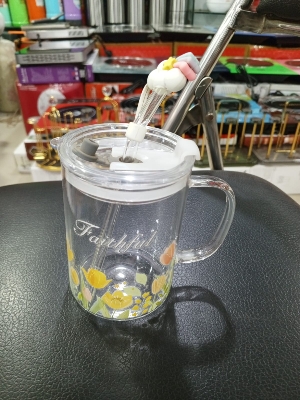 Picture of 1 Floral Design Premium Jar Mug- Elegant Glass Container for Storage, Preservation and Decor, Airtight Lid, Versatile and Stylish Jar, Milkshake, Coffee & Juice Jar with Straw