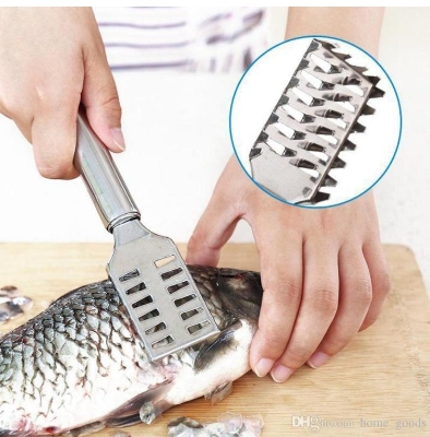 Picture of Fish Scale Scraper Brush/ Stainless Steel Fish Scaler Scales Skin Remover/ Removing Peeler