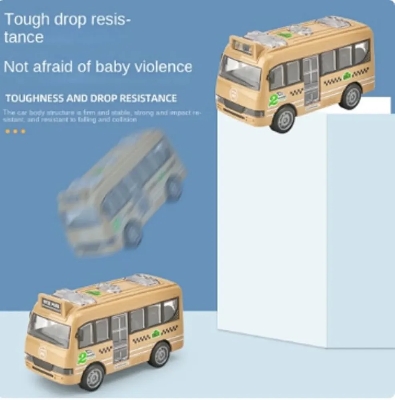 Picture of 4 Pcs Baby bus car toy set for boy or girl inertial fall-resistant bus