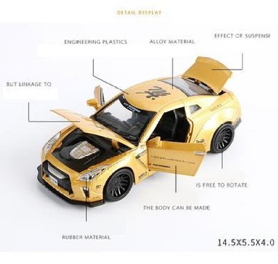 Picture of 1PC Diecast Metal Nissan GTR 1:32 Scale Pull Back Replica