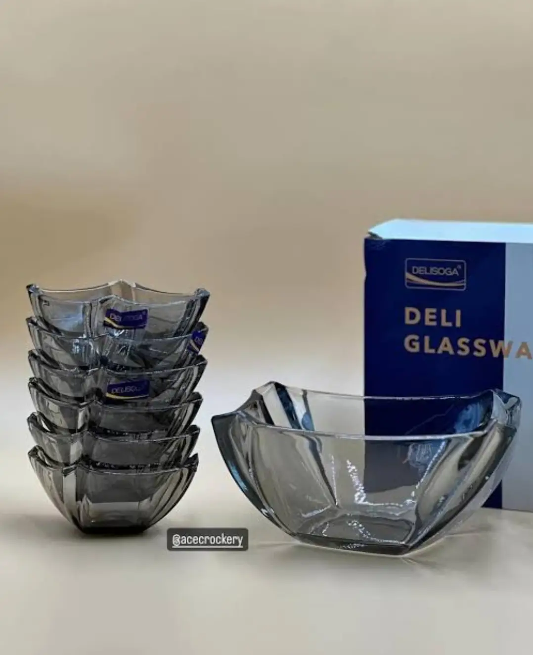 Picture of Fine Glass 7 pieces Dessert Bati set, 6 pieces Small Dessert Bati & 1 piece Serving Bowl/ Dessert Bati set/ Firni Set