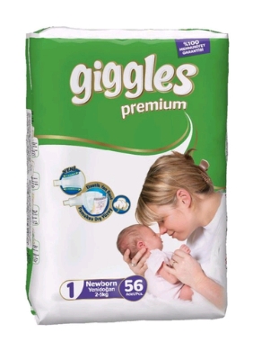 Picture of Giggles Premium Eco Pack Newborn 56 Pieces (2-5 KG)