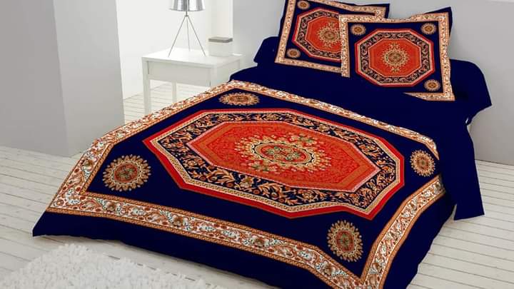 luxury panel cotton double size twill panel bed sheet size (7 4"×8 3") feet King size with two pillow cover Suba Internationalonline shop bangladeshothoba.com