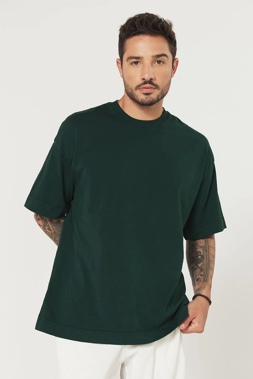 Buy Oversized Plain T-Shirt – Bottle Green Best Price In Bangladesh