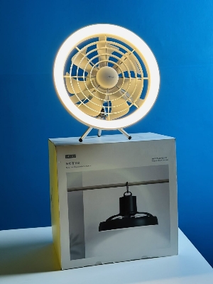 Picture of JISULIFE FA17 Rechargeable Fan with LED Light and Table Tripod- White Color