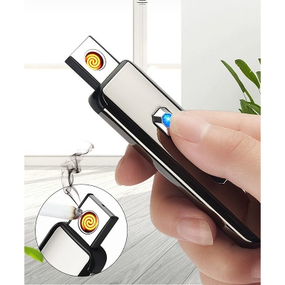 Picture of Mini Electroplating Electric Small Double Side USB Recharging Windproof Flameless Portable LED Lighter