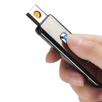 Picture of New Mini Electroplating Electric Small Double Side USB Recharging Windproof Flameless Portable LED Lighter