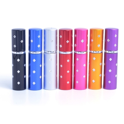 Picture of MUB 5ml Travel Refillable Perfume Bottles & Portable Mini Aluminum Perfume Atomizer Spray Bottle With Rhinestones