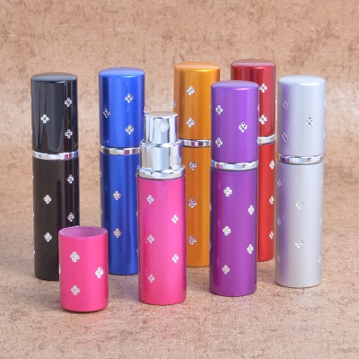 Picture of MUB 5ml Travel Refillable Perfume Bottles & Portable Mini Aluminum Perfume Atomizer Spray Bottle With Rhinestones