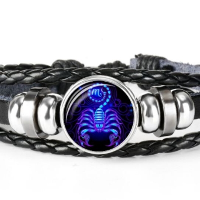 Picture of Braided Leather Bracelet Cuff Bead Bracelet Adjustable Black