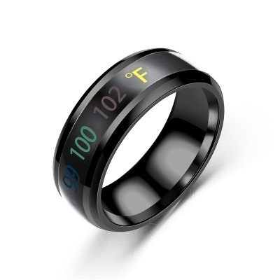 Picture of Temperature Ring Titanium Steel Mood Emotion Feeling Intelligent Temperature Sensitive Rings Waterproof Jewelry