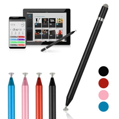 Picture of Double Sides Disc & Fiber Tip Metal 2 in 1 Univeral Capacitive Touch Screen Stylus Pen for Cellphone PC Tablets- Color--Black