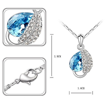Picture of CZ Stones Fashion Austrian Crystal Platinum Plated Bridal Wedding Heart Leaf Jewelry Sets