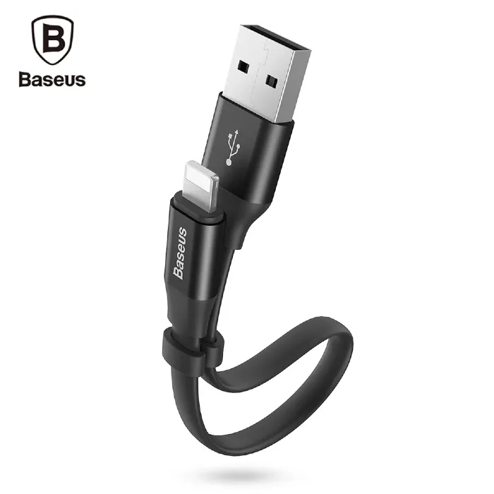 Picture of Baseus Nimble 2A 8 Pin Transfer Data Charging Cord 23CM Bold High-quality iphone Short Cable-Black