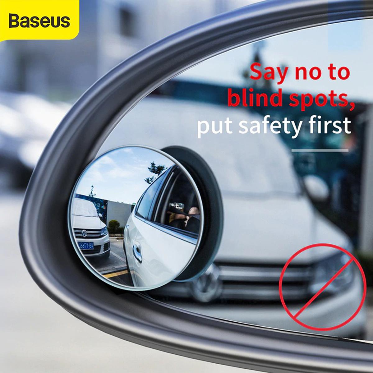 Picture of Baseus 2 Pcs Car Convex Mirror Blind Spot Rearview Mirror 360 Degree Wide Angle Vehicle Parking Full View Rimless Auto Mirrors