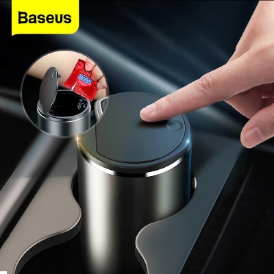 Picture of Baseus Alloy Car Trash Can Auto Organizer Storage Bag Car Garbage Bin Ashtray Dust Case Holder
