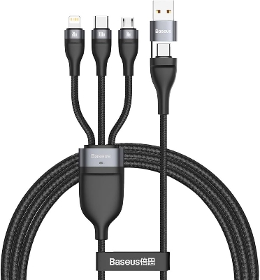 Picture of Baseus 3 in 1 USB C Cable for iPhone 12 Pro 11 XR Charger Cable 100W Micro USB Type C Cable for Macbook Pro-1.2M