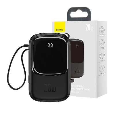 Picture of Baseus 20000mAh 20W Qpow Digital Display Quick Charging Power Bank White with iphone Cable