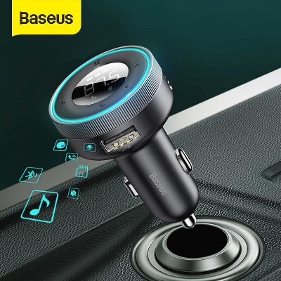 Picture of Baseus LED FM Transmitter Modulator Auto MP3 Player Bluetooth 5.0 Fast USB Car Charger