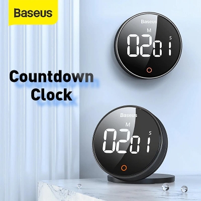 Picture of Baseus Magnetic Countdown Alarm Clock Kitchen Timer Pro Manual Digital Timer Stand Desk Clock Cooking Timer Shower Study Stopwatch