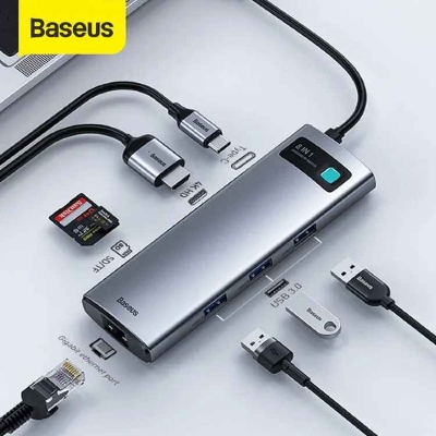 Picture of Baseus USB C HUB 8 in 1 Type C to HDMI-compat Type C HUB Dock for  USB C Splitter