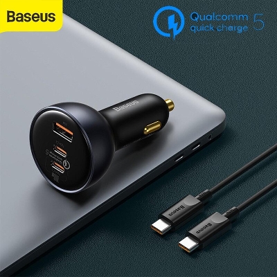 Picture of Baseus 160W Car Charger QC 5.0 Fast Charging  USB Type C to Type c cable  Quick Charger For Car Phone Charger