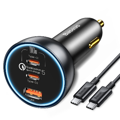Picture of Baseus 160W Car Charger QC 5.0 Fast Charging  USB Type C to Type c cable  Quick Charger For Car Phone Charger
