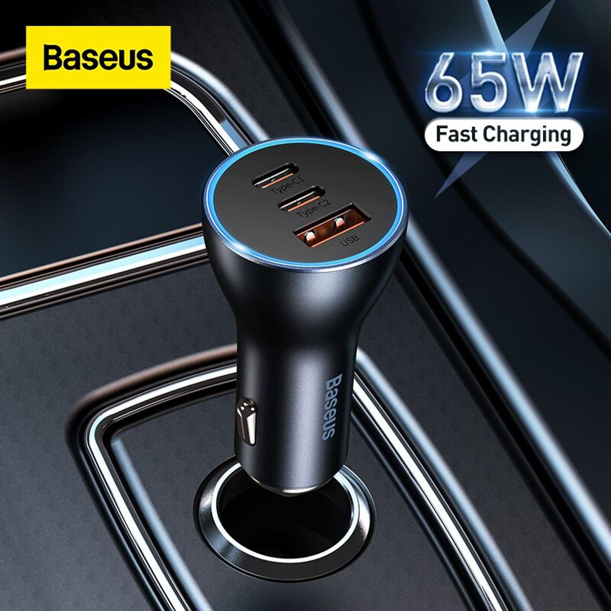 Picture of বেসিউস Golden Contactor Pro Triple Fast Car Charger 65W USB+2 Type-C Ports Adapter