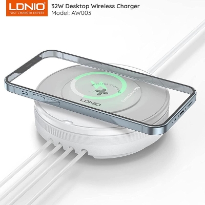 Picture of LDNIO AW003 1 PD and 1 QC3.0 and 2 USB-A Ports Total 4 Port Fast Charger With 32W Wireless Charger