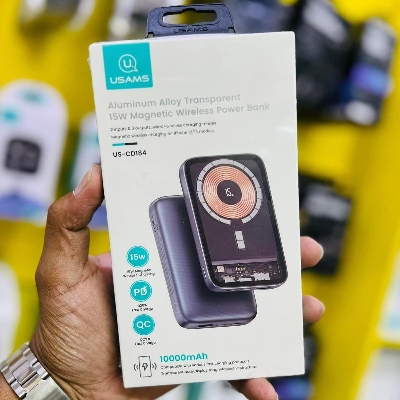 Picture of Usams US-CD184 PB67 PD20W+QC3.0 Aluminum Alloy Transparent 15W Magnetic Wireless Power Bank 10000mAh