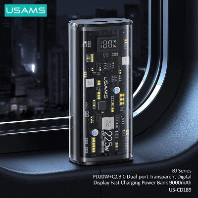 Picture of USAMS PD20W+QC3.0 Dual-port 9000mAh Transparent Digital Display Fast Charging Power Bank