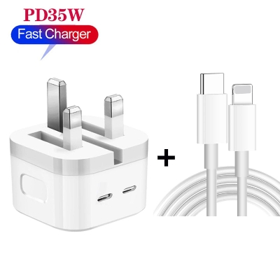 Picture of 35W USB-C+C Power Adapter Charger with USB-C to Lightning Cable for iPhone13/14