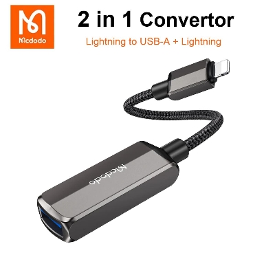 Picture of Mcdodo 2 in 1 USB Lightning OTG Adapter for iPhone 14 13 12 11 Pro Max iPad Charge Data Transfer Converter SD Card U Disk Mouse