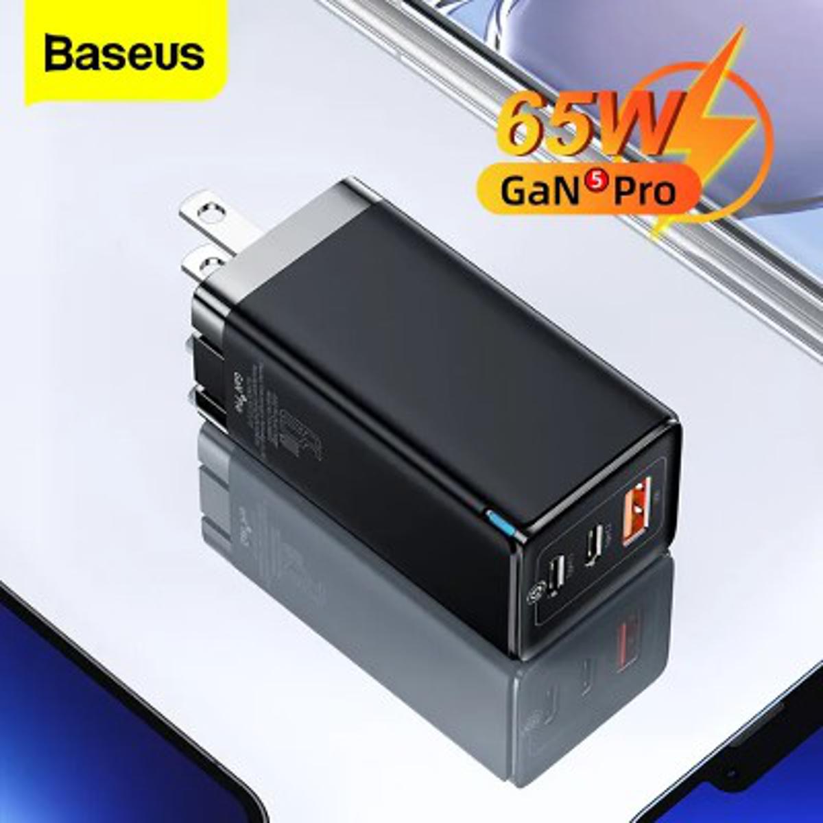 Picture of Baseus GaN5 Pro 65W Fast Charger 2X Type-C 1X USB Port CN For MacBook Laptop Phone