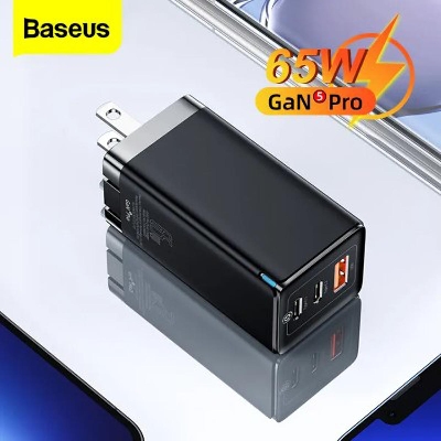 Picture of Baseus GaN5 Pro 65W Fast Charger 2X Type-C 1X USB Port CN For MacBook Laptop Phone