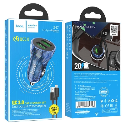 Picture of hoco Car charger Z47 Transparent Discovery Edition QC3.0 set