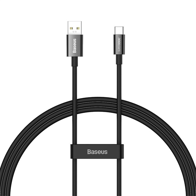 Picture of Baseus Supervooc PD65W USB To Type C Cables 6.5A Fast Charging Smart Phone Data Cable For OPPO Realme One Plus Xiaomi Charger-Black 1M