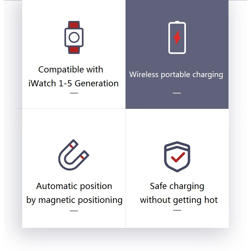 Picture of Rock Apple watch Series 7 6 se 5 4 3 2 Magnetic Wireless Charger/ iWatch USB Charger Dock/ 2.5W Fast Charging