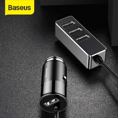 Picture of Baseus Car Charger 5.5A Fast Charging 4 USB Ports Output Tablet Mobile Phone Car USB Charger Adapter