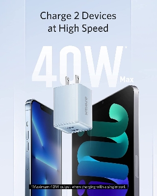 Picture of Anker 521 Charger (Nano Pro)  Anker Nano Pro 40W PIQ 3.0 Dual Port Compact Fast USB C Charger