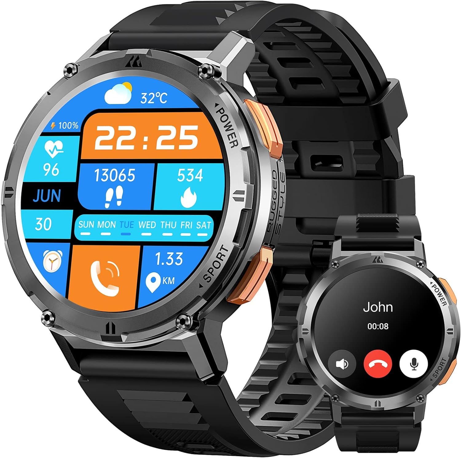 Picture of KOSPET TANK T2 Military Smart Watch Ultra Men Smartwatch Women Sport Electronic Fitness AMOLED AI Voice IP69 Waterproof