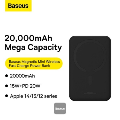 Picture of Baseus Airpow Magnetic Mini Wireless Fast Charge Power Bank 20000mAh 20W Black
