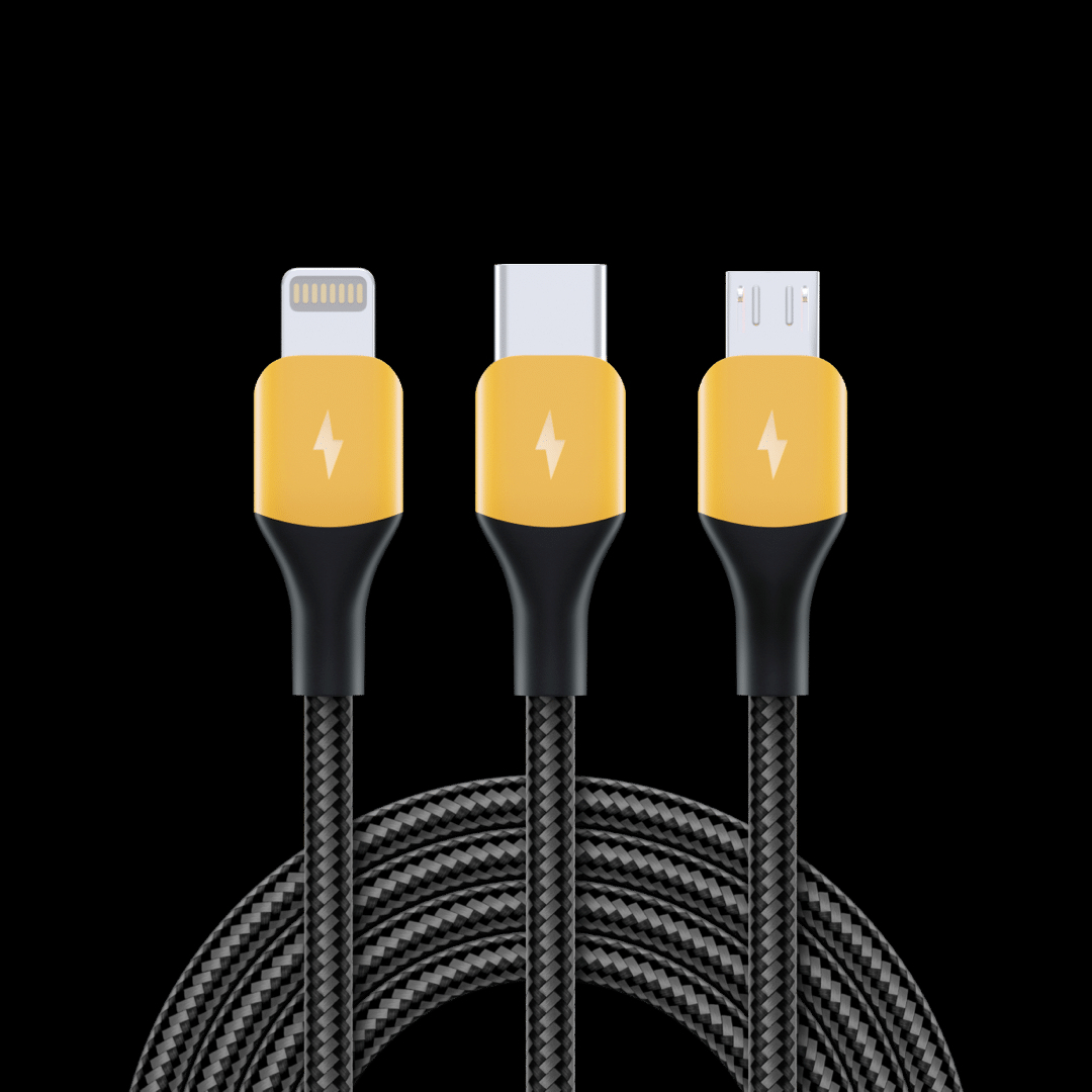 Picture of Realme 3 in 1 PET Weave Type C Lightning Micro USB Cable VOOC Dart Warp 10W 1.2M