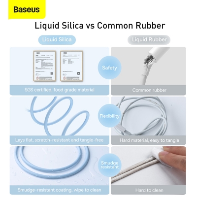 Picture of Baseus Liquid Silica Gel USB Cable 2.4A Charging Cable For iPhone 13 12 11 Pro Max Fast Data Charging